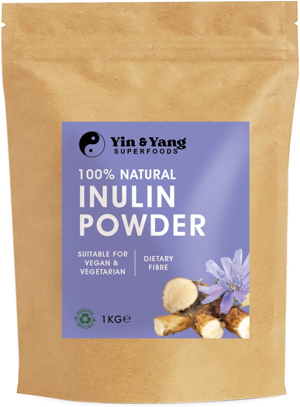 Premium Inulin Prebiotic Fibre Powder 1kg, by Yin & Yang Superfoods