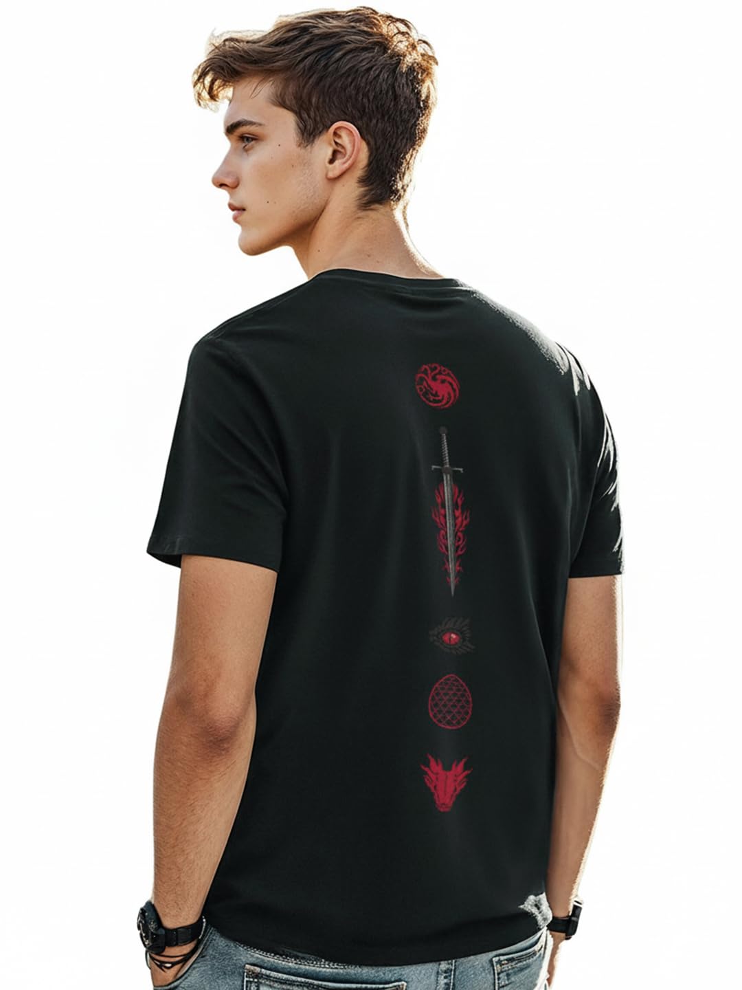 - Men's Printed 100% Cotton T-Shirt - Regular Fit, Round Neck, Half Sleeves