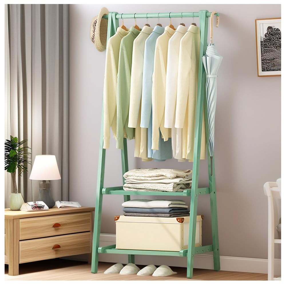 Bearqun C Heavy Duty Lothes Rail, Free Standing Wooden Oat Rack With Shoe Storage, Entryway Oat Hanger Stand, For Living Room, Hallway, Office, Bedroom, 66Cm/86Cm/116Cm, Maximum Load 80Kg