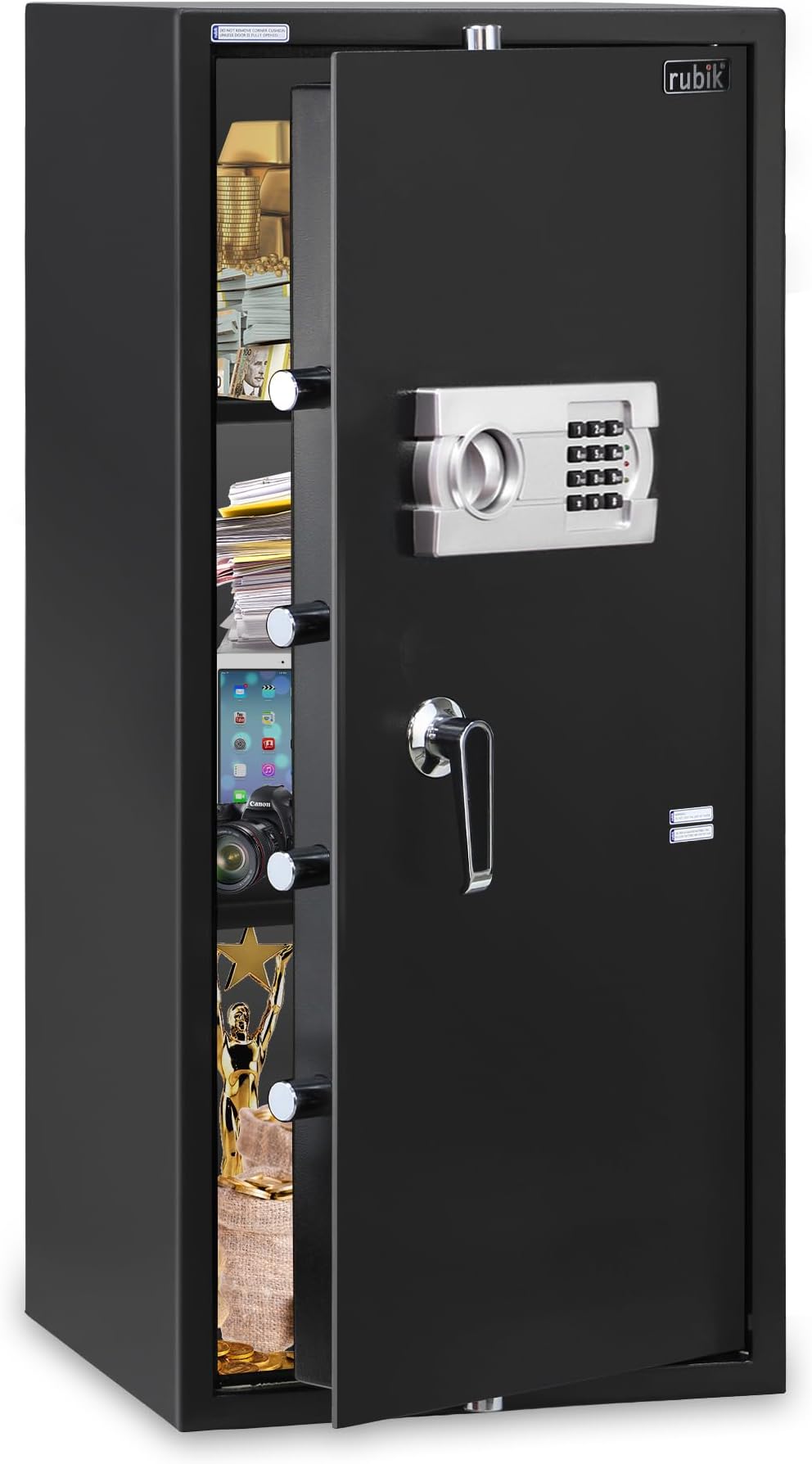 Rubik Safe Box Large with Digital Keypad and Key Lock, Security Locker for Money Files Folder Documents Jewelry Office Home RB90EG (Size, 90x40x50cm) Black