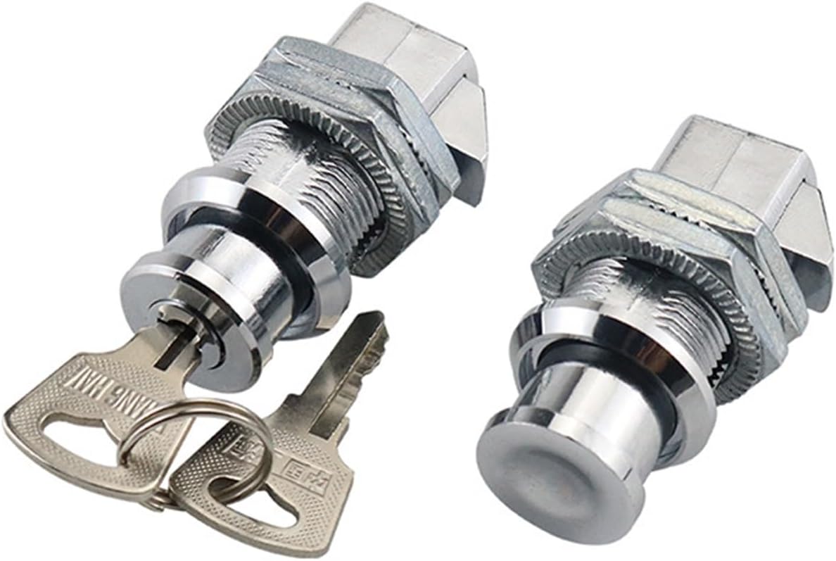 Zinc Alloy Press Type Cylindrical Electrical Cabinet Collision Lock Industrial Activities Multi Specification Lock 1Pcs(Chromium no Lock)