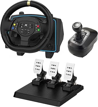 PC Racing Wheel with Responsive Hall Pedal and 6-Speed Shifter, 1080° Rotation Steering Wheel Compatible with Xbox One,Xbox Series X/S,PS4,PS3,PC,Switch