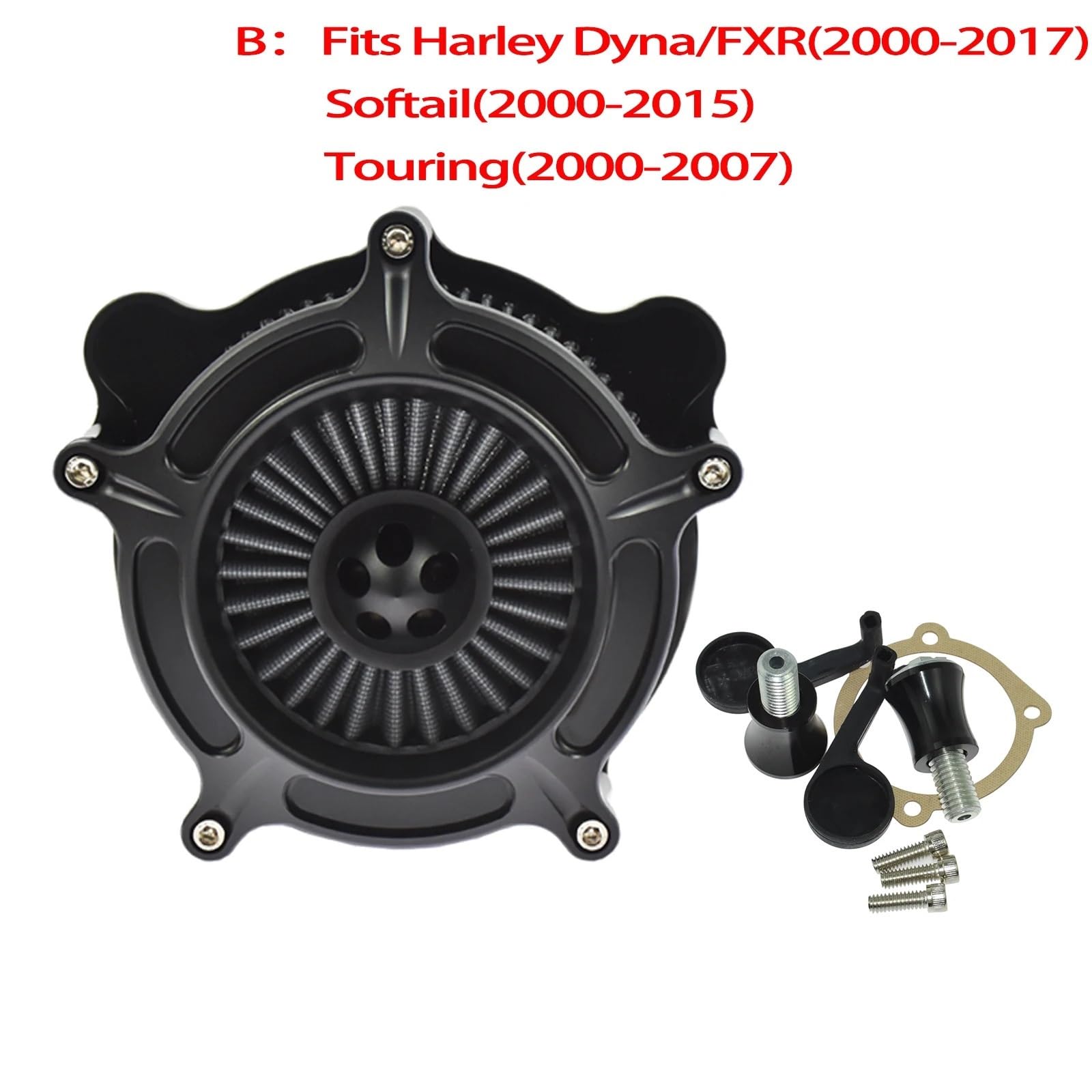 filtr powietrza zamienny Zestaw filtra powietrza do turbiny motocyklowej wlotu pasujący Harley Sportster Dyna V-Rod Softail Fat Boy wkład filtra powietrza(B)