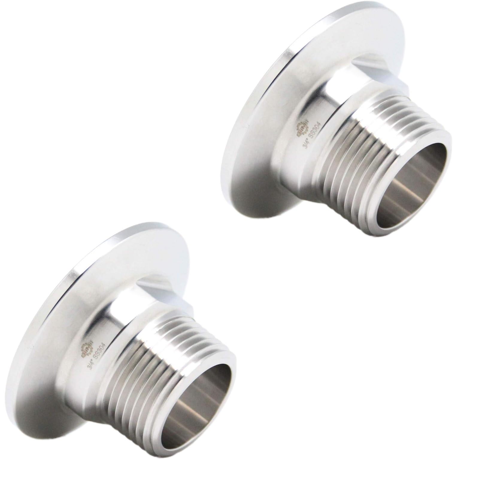 QiiMii 1.5" Tri Clamp Tri Clover Fittings to NPT 3/4" Male Thread Adaptor SS304 2 PACK