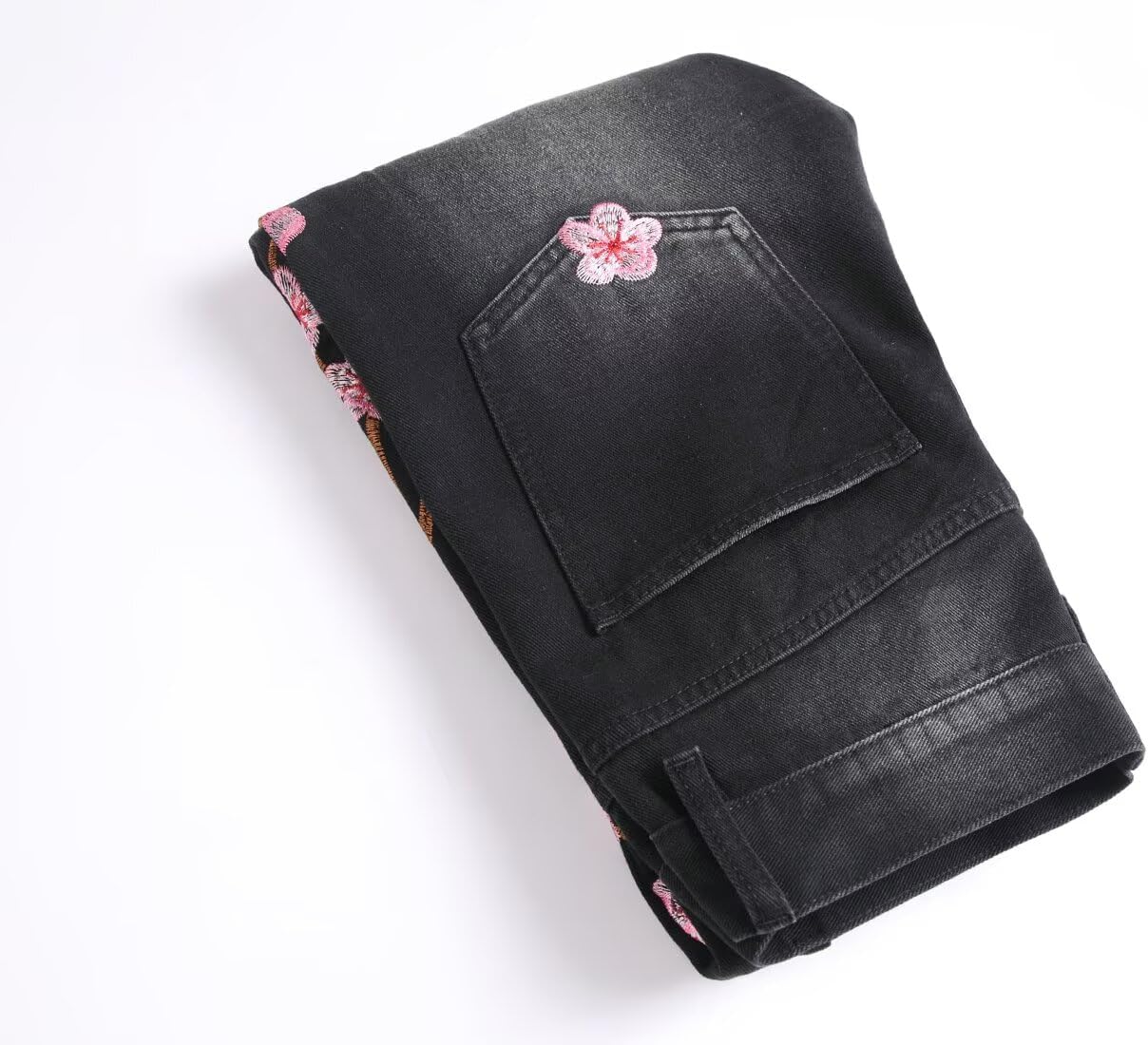 HENGAO Mens Flared Jeans Slim Fit Stretch Skinny Ripped Distressed Trendy Bell Bottom Denim Pants