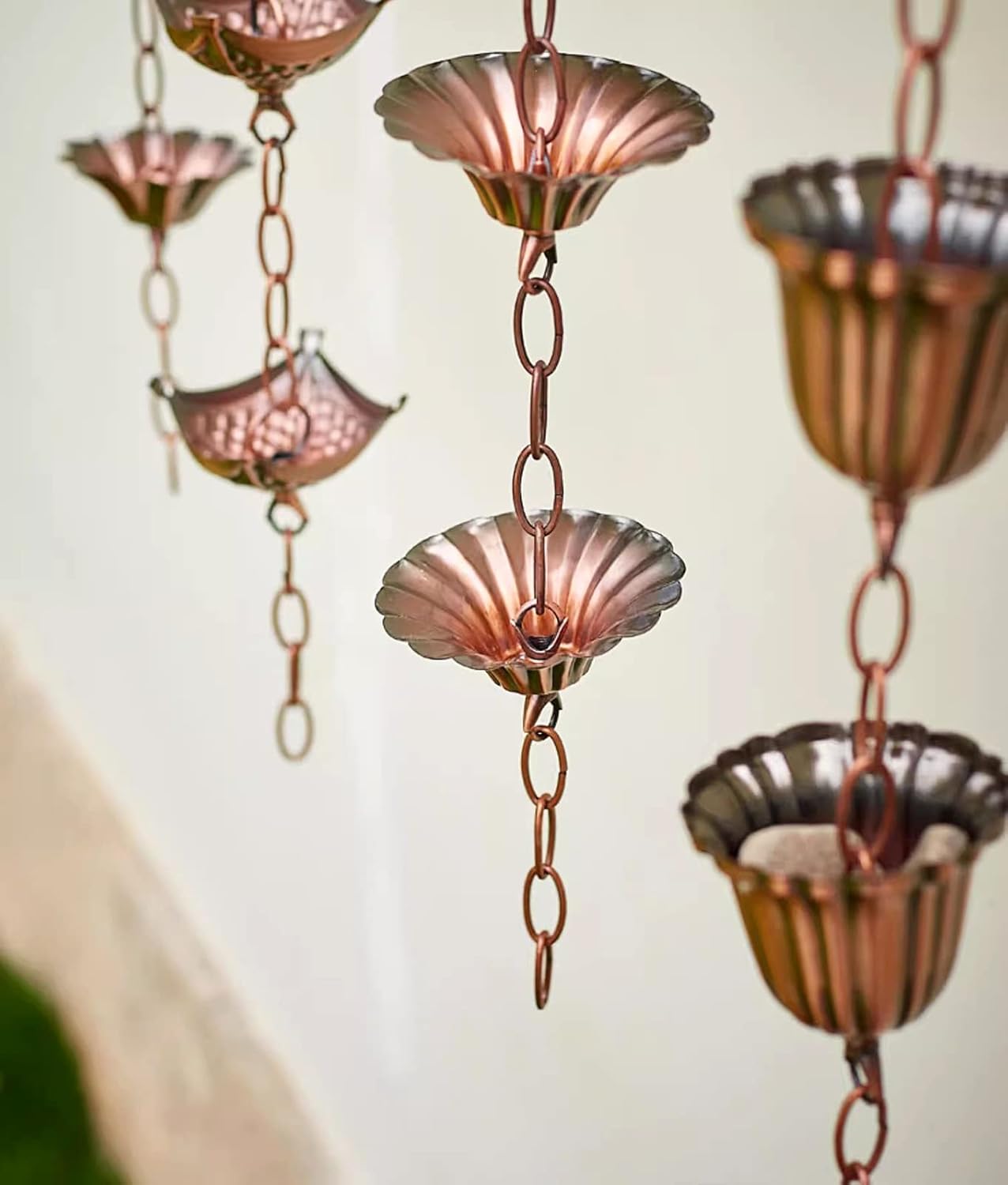 Rain Chain Eaves Drainage Rain Chain Gutter, Rain Catcher Chain for Home & Garden Decoration, Rain Chain Cups Divert Water Rain Chime, Customised Length,Style3-240cm(8ft)