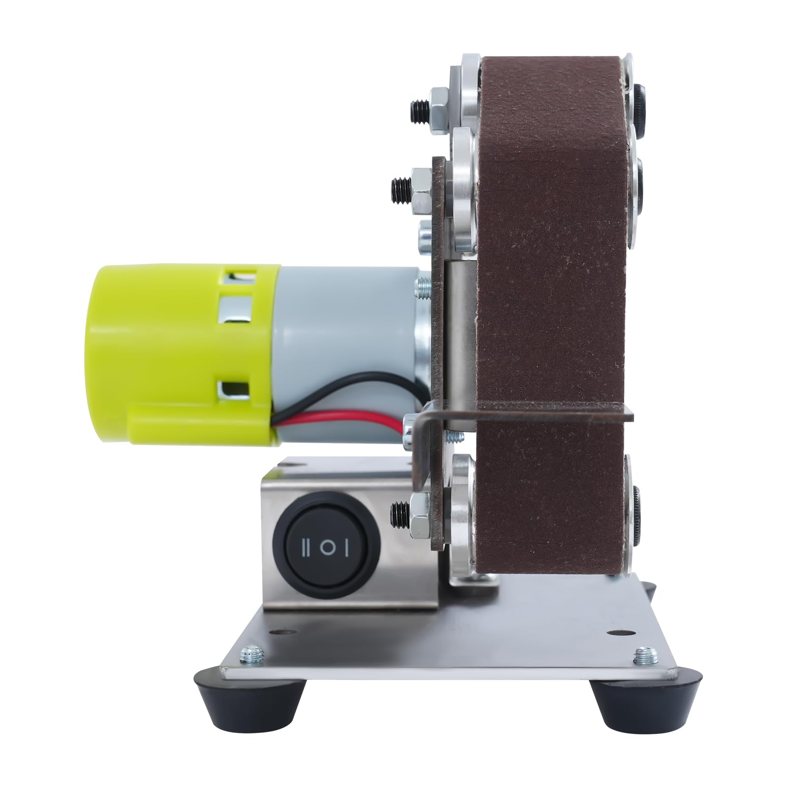 Mini levigatrice a nastro, 96 W, piccola levigatrice per cintura, lucidatrice a 7 livelli, 8000 giri/min, levigatrice a nastro elettrica, nastro regolabile, 17,5 x 11 x 4 cm