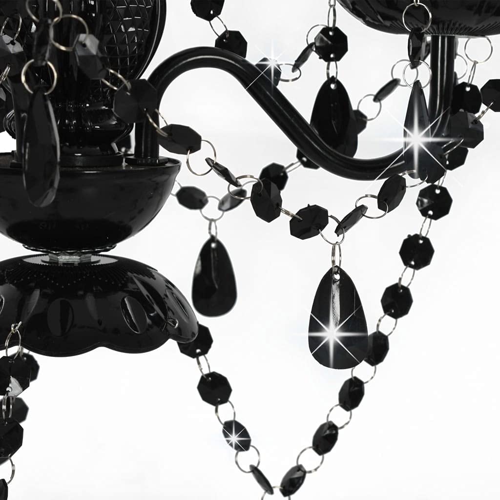 vidaXL Lámpara de Araña con Cuentas Iluminación Interiores Diseño Extravagante Atrevido Moderno Óptima Iluminación Negras Redonda 3 Bombillas E14