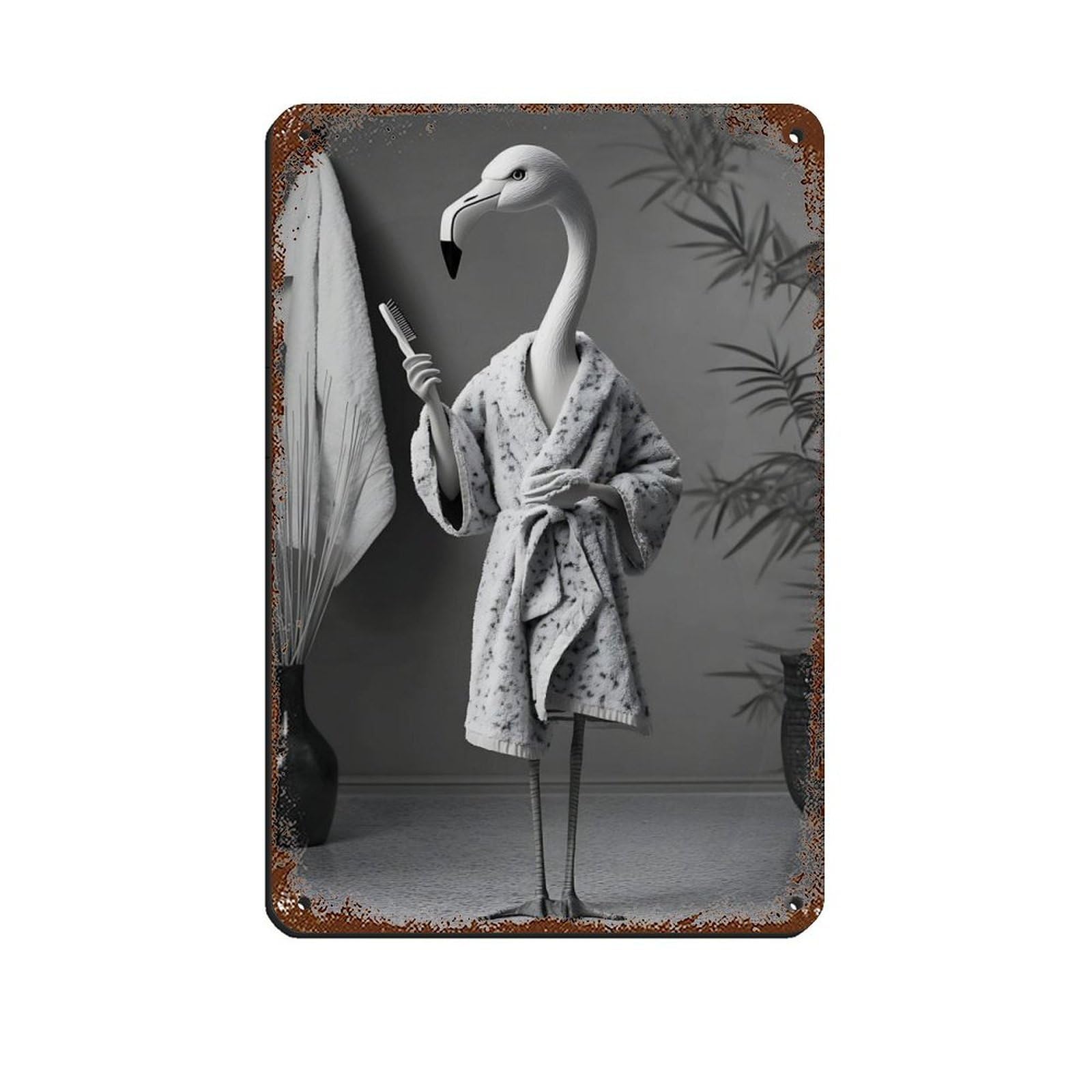 Lxwnze 20L X 30W Cm Flamingo, Bathroom Decor (2) Tin Sign Vintage Metal Pub Club Cafe Bar Home Wall Art Decoration Poster Retro 8X12inch(20X30cm)