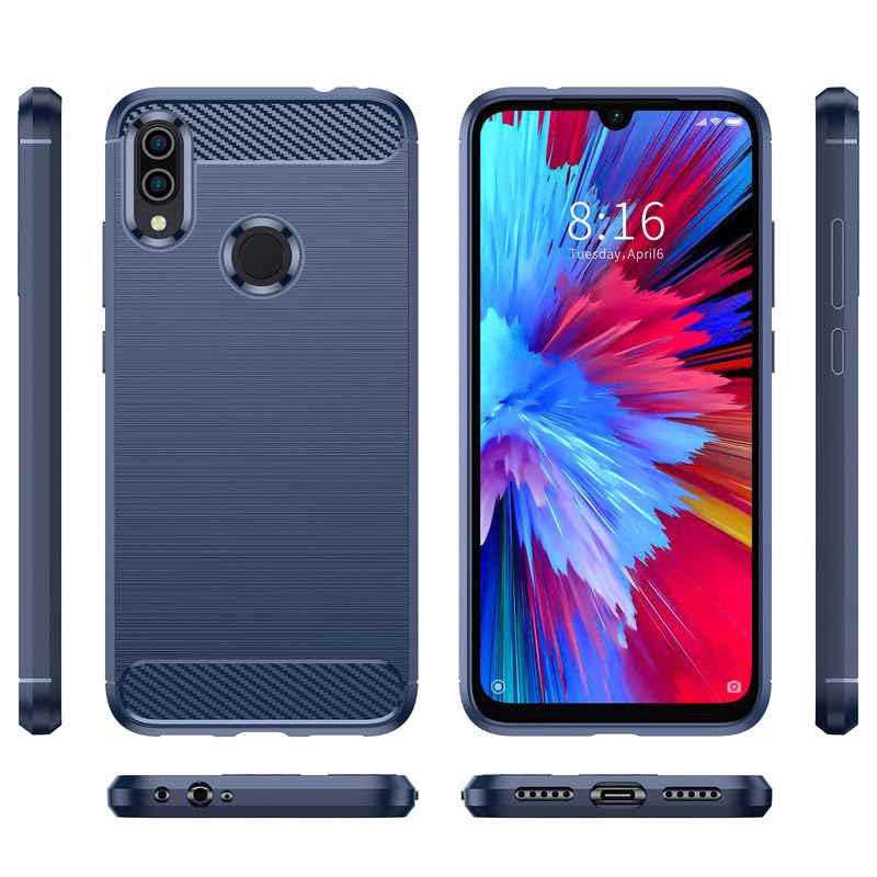 Image of Hybrid Carbon Fiber Back Case for Mi Redmi Note 7 /Note 7 Pro /Note 7s (Blue)