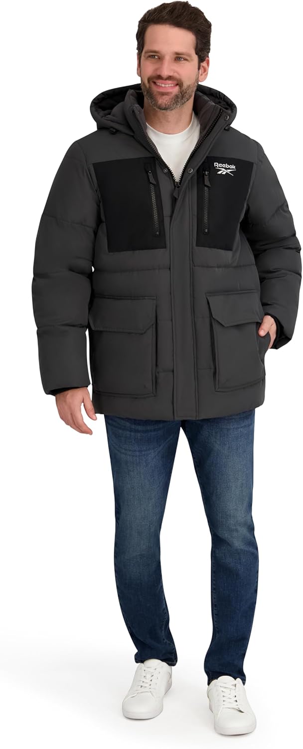 Reebok mens Puffer Parka Heavyweight Jacket - Image 4