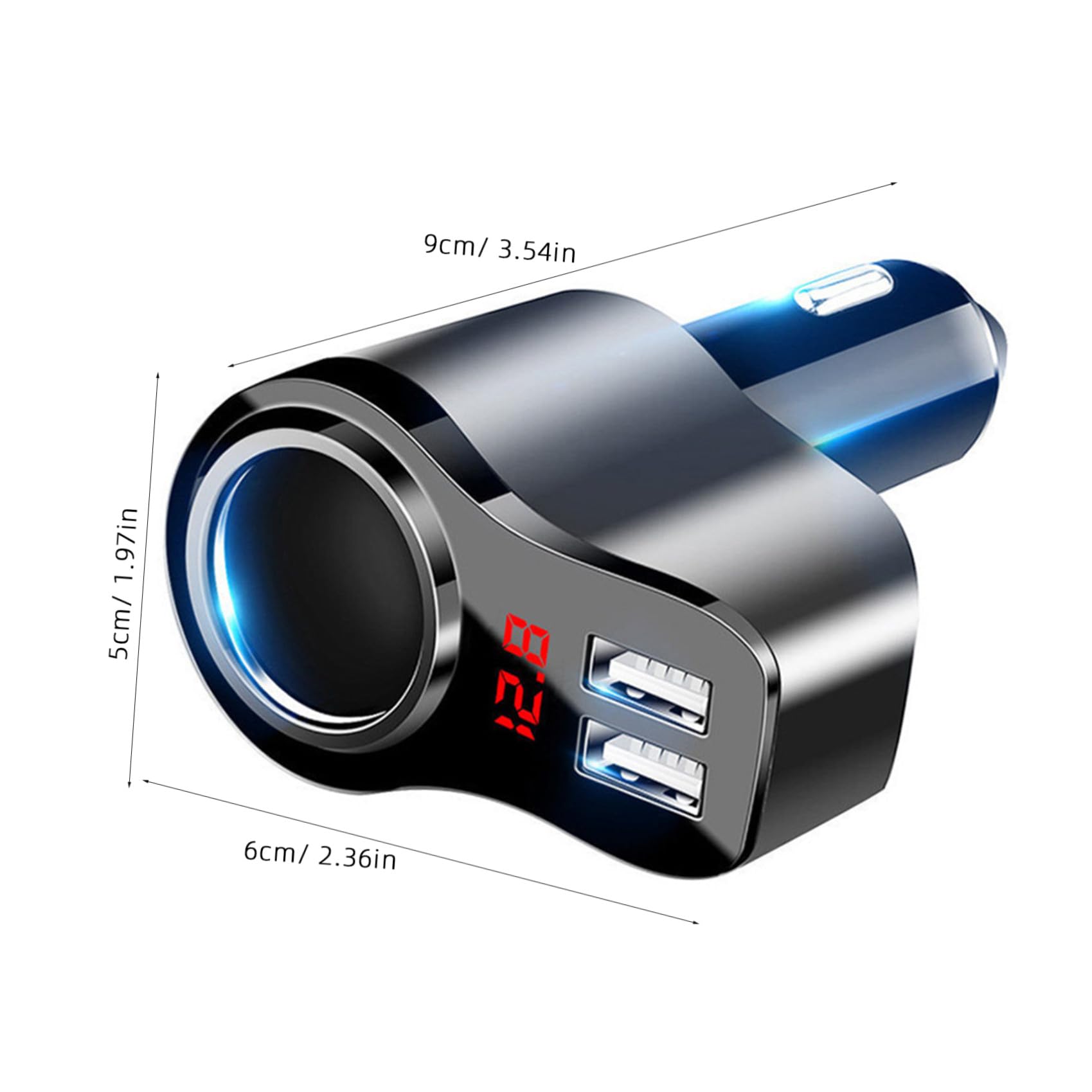 Cargador Rápido para Móvil de Coche con Doble USB y Pantalla LED Carcasa Metálica Resistente con Protección contra Sobrecarga Compatible para Múltiples Modelos