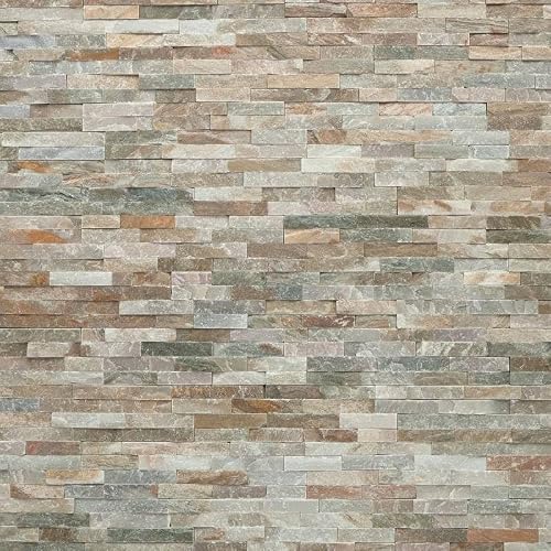 DECOON - Parement Pierre Naturelle Beige - Revêtement Mural Intérieur Extérieur Pierre Véritable Crédence Salon Cuisine Salle de Bain 40x10 cm Résistant Chaleur | Beige 0,468 m²