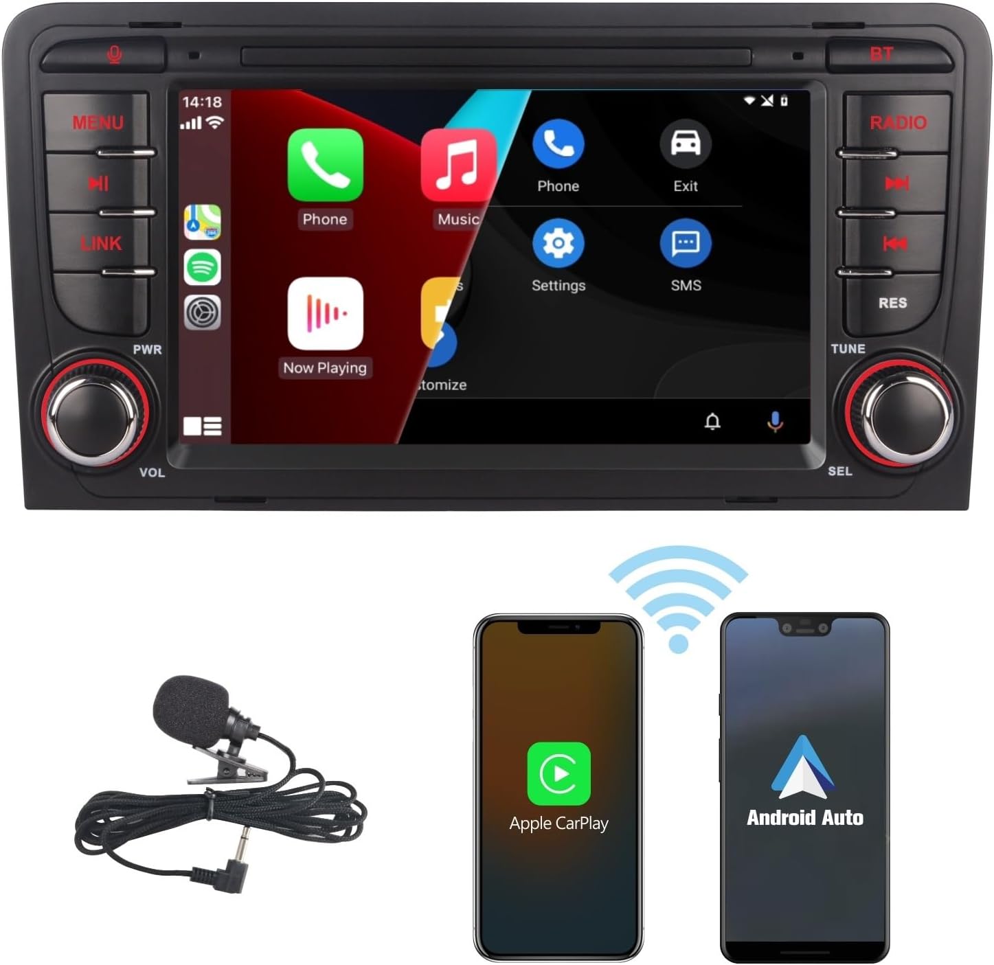 HLLECARMO Autoradio Wireless Carplay für Audi A3 8P S3 RS3 Sportback