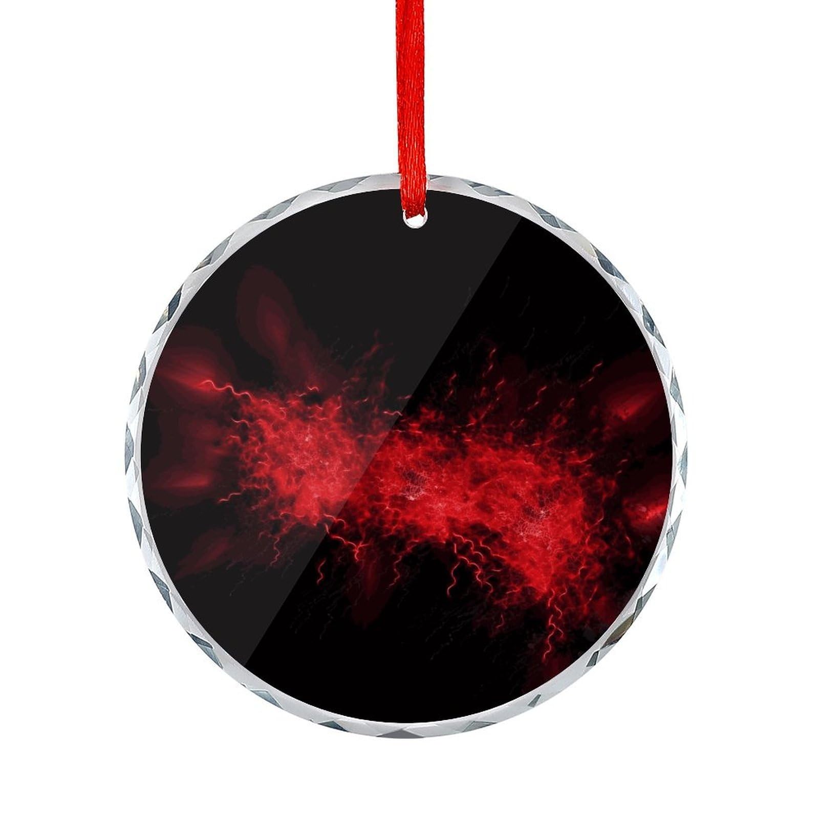 Fodpand Women's Style Explosion Burst Red Black Round Glass Ornament Keepsake Gift Exchange Ideas Car Decor,Christmas Ornaments For Tree Window Garden Ornaments