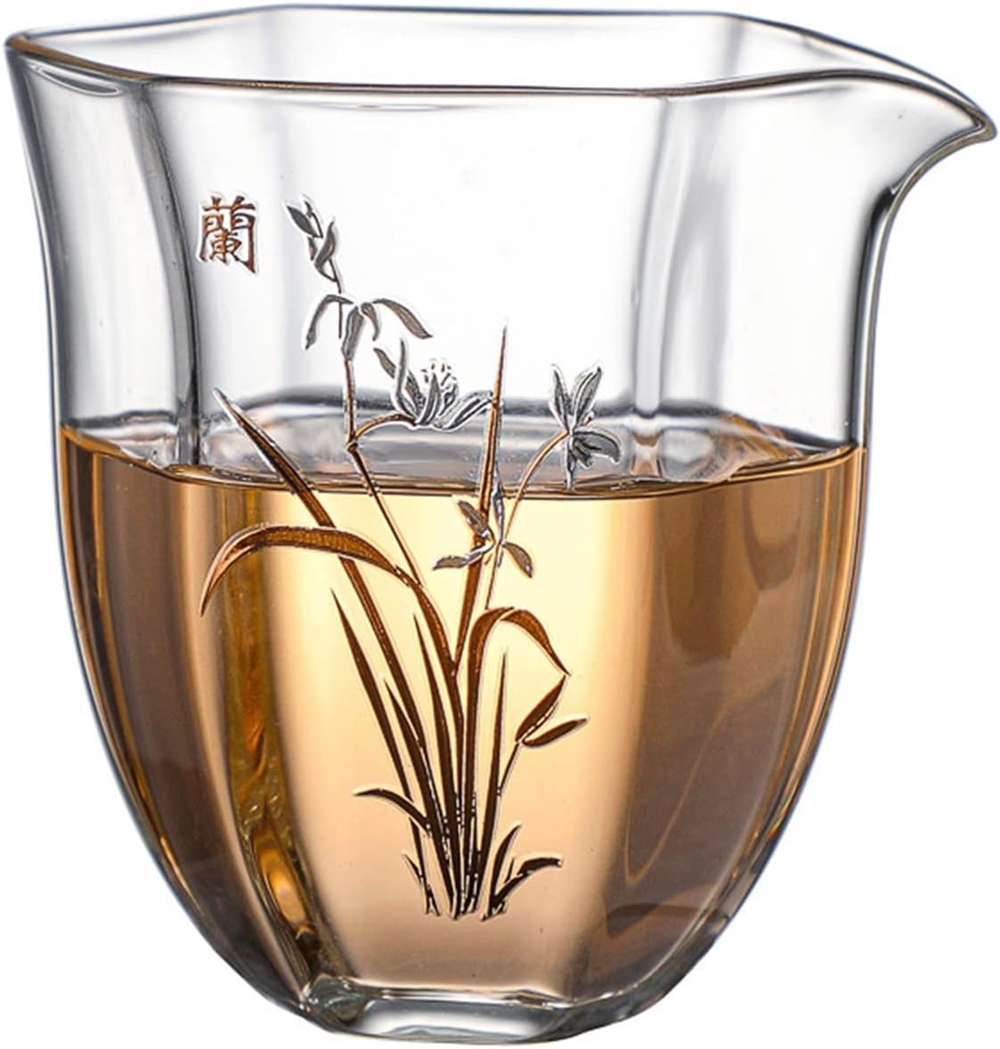 Gravy Boat For Sauces, Dressing and creamer Hexagonal Glass Milk Jug Coffeeware Transparent Heat-resistant Tea Pitcher Teaware 200ml V Shape Spout Cup Sauce Boat Container (Color : E) (B)