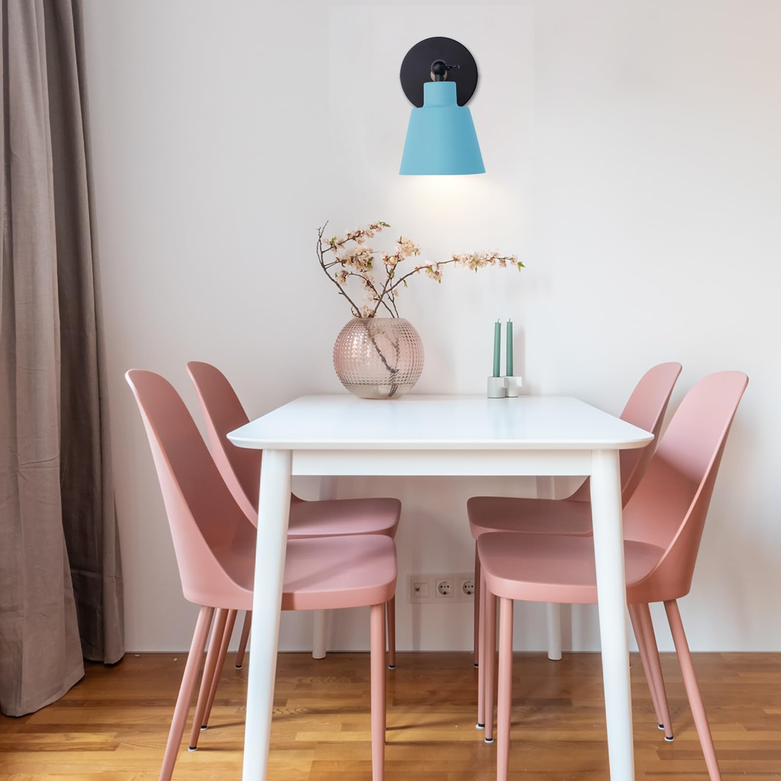 Shenmoyl Wall Sconce Light Fixture 1 Light Nordic Macaron Wall Lamp Colorful Modern Wall Light for Bedroom, Study, Attic, Blue