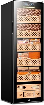 Electric Cigar Humidor 138L with Cooling & Heating Humidity Control Quiet Electric Humidor for 1000 Cigars Cabinet Humidor with Spanish Cedar Wood Drawers for Men
