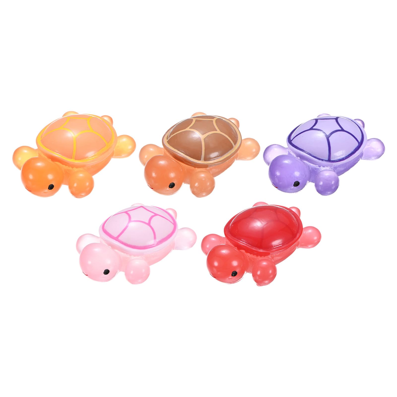 M METERXITY 5-Pack Luminous Large Resin Turtles, 3.39" Glow in the Dark Tiny Sea Turtle for Fairy Garden/Micro Landscaping/Dollhouse, Cute Miniature Ocean Animal Figurine to Hide [5 Color]