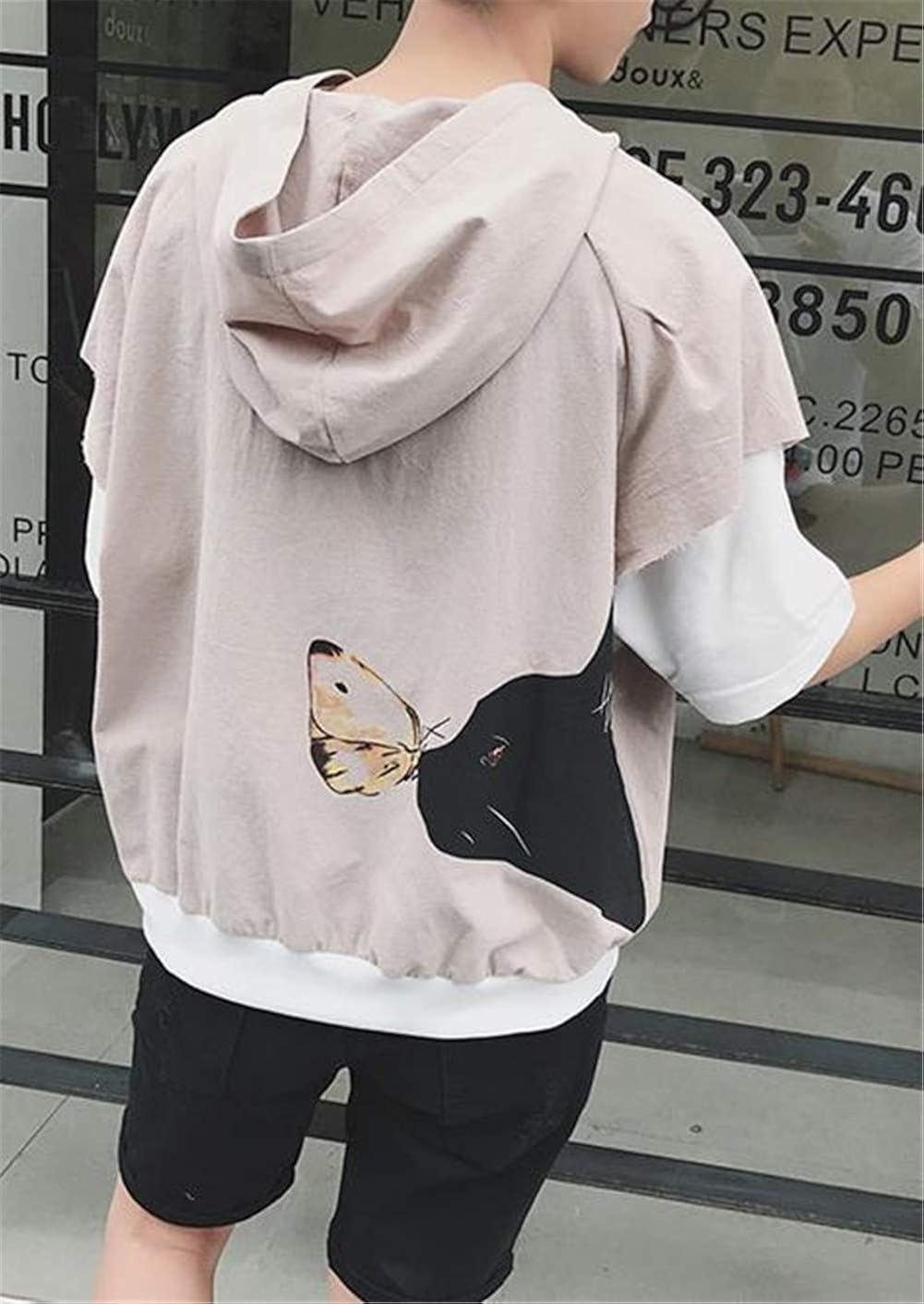 素晴らしい ベィジャン パーカー 七分袖 メンズ Tシャツ 猫柄 レイヤード フェイク プルオーバー Vネック フード付き ストリート かっこいい ファッション ゆったり 上着 夏 大きいサイズ M Artpassions Ch 素晴らしい ベィジャン パーカー 七分袖 メンズ Tシャツ 猫柄 レイヤード フェイク プルオーバー Vネック フード付き ストリート かっこいい ファッション ゆったり 上着 夏 大きいサイズ M Artpassions Ch