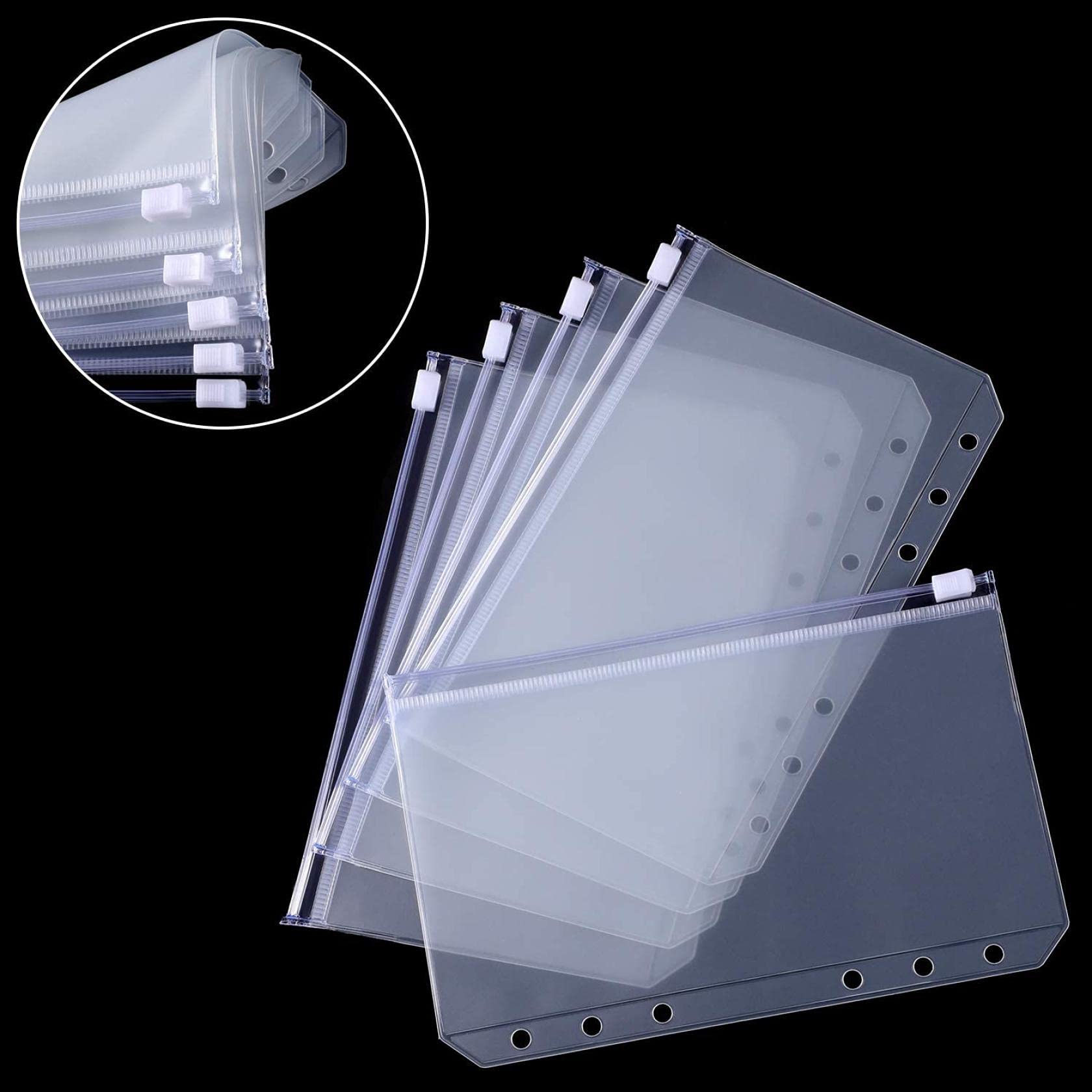 20 Pochettes Classeur A6 à Glissière (6 Trous) - Imperméables En PVC - Pour Documents, Cartes, Photos - Taille 13x9 Cm