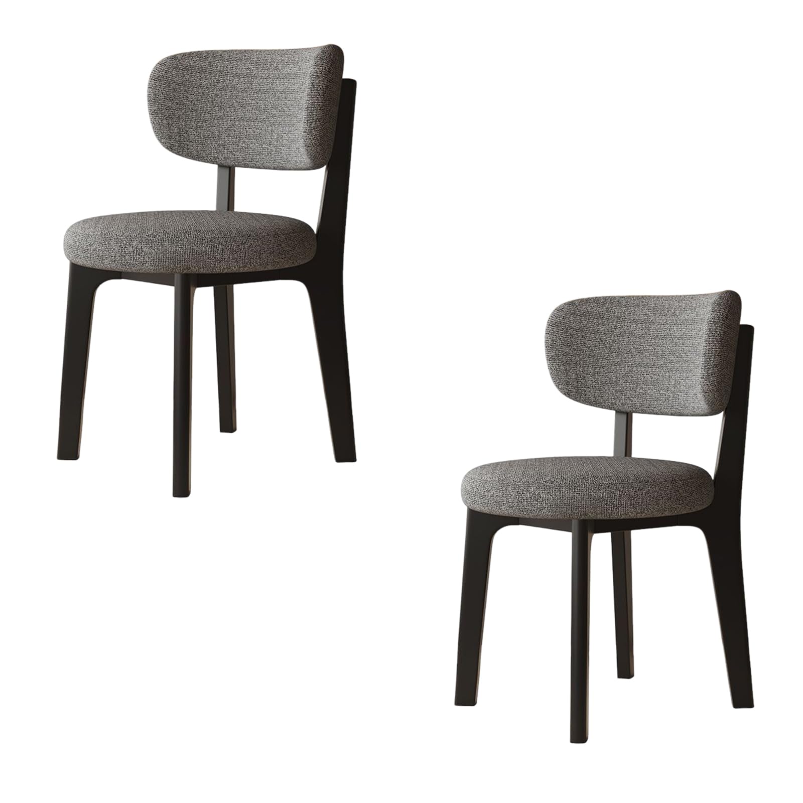 Set di 2 sedie da pranzo moderne, struttura in legno con classico cotone e lino, sfoderabili e lavabili, perfette per cucina e ristorante, nero e grigio scuro