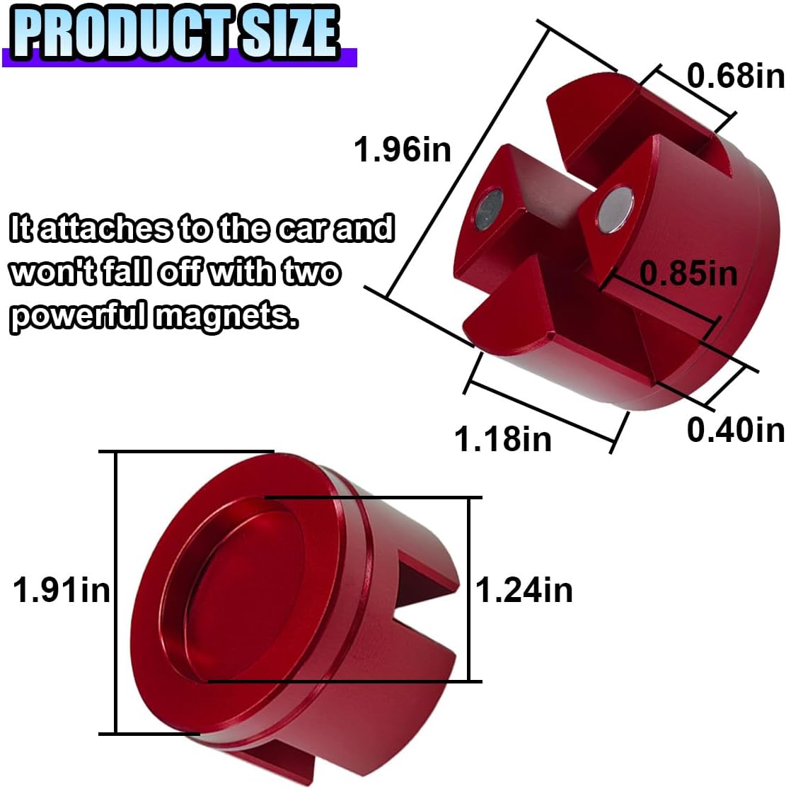 Universal Magnetic Jack Pad, Jack Pad Slotted Bracket Frame Rail Protector Aluminum Grooved Jack Puck Adapter - 50 mm in Diameter, Cross Beam Weld Side Support Block for Most Vehicles (Red)