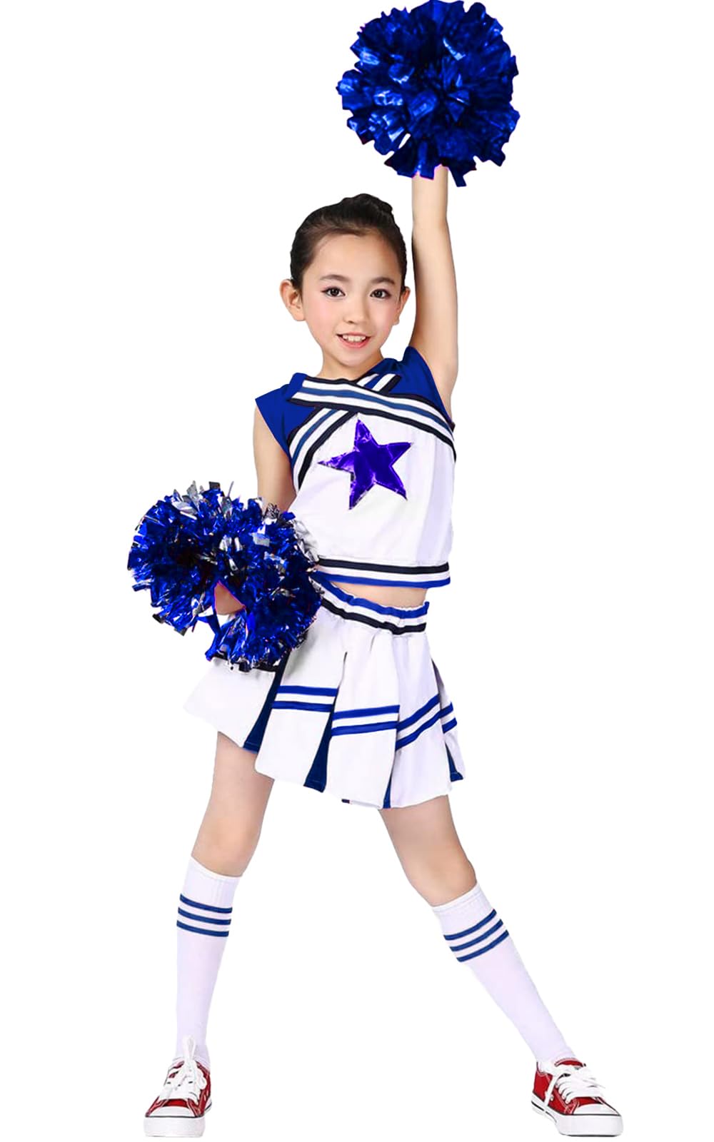 LOLANTA Costume da Ragazza Cheerleader, Carnevale o Evento Sportivo Fancy Dress Up con l'abito di Pom Poms, 4-13 Anni