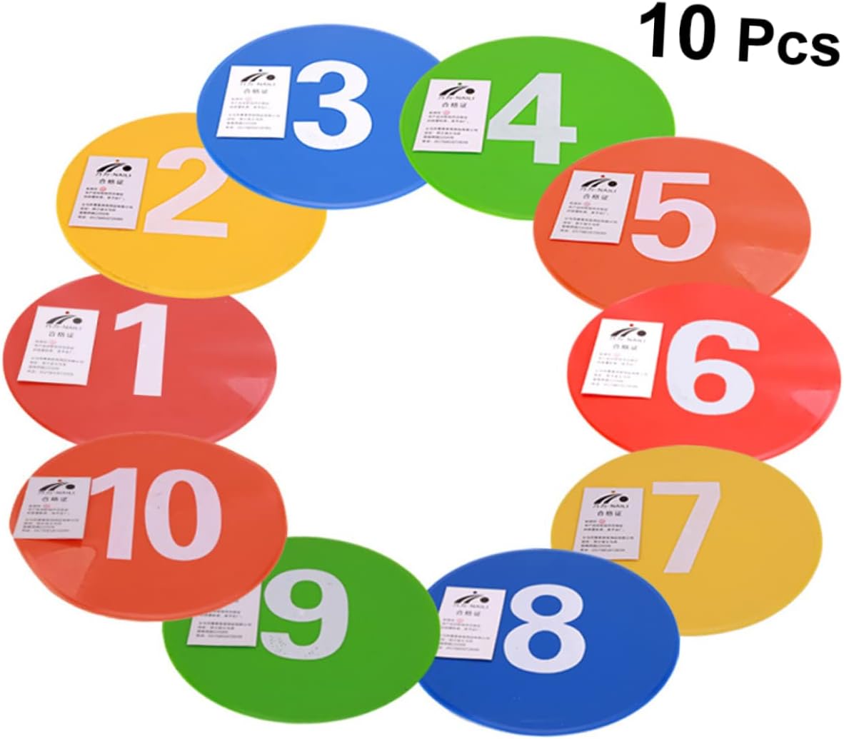 Toyvian 10Pcs Printed Soccer Training Markers Reusable Football Supplies for Agility Drills Durable Roadblock Plates
