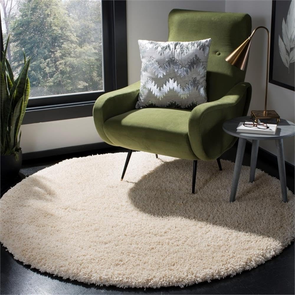 BOWERY HILL Contemporary 4'-0" x 4'-0" Round Power Loomed Rug in Ivory