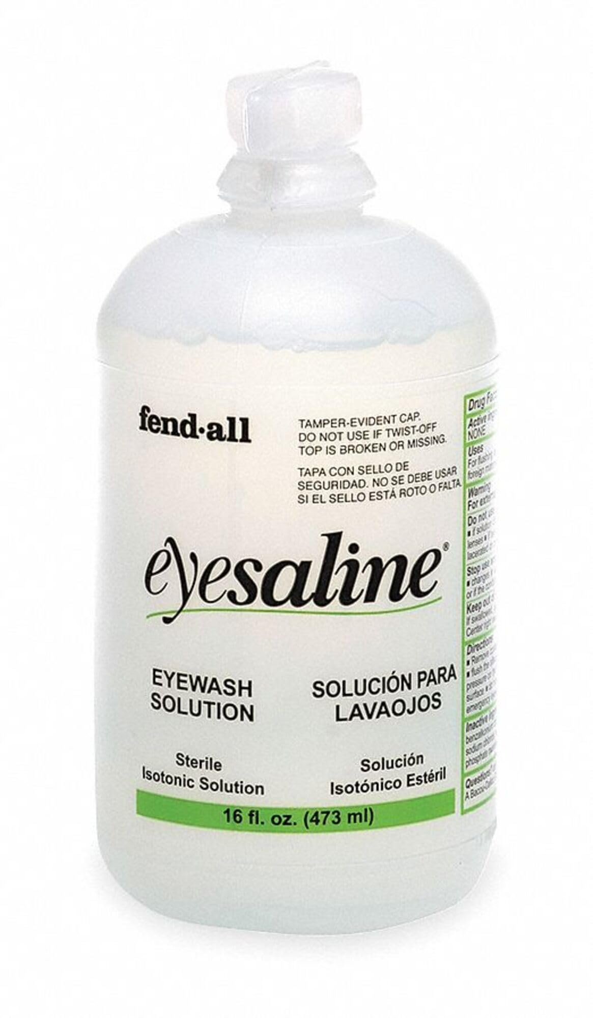 Honeywell Personal 16 oz. (473 ml) Trilingual Sterile Saline Eye Wash Bottle with Extended Flow Nozzle - 32-000454-0000-H5