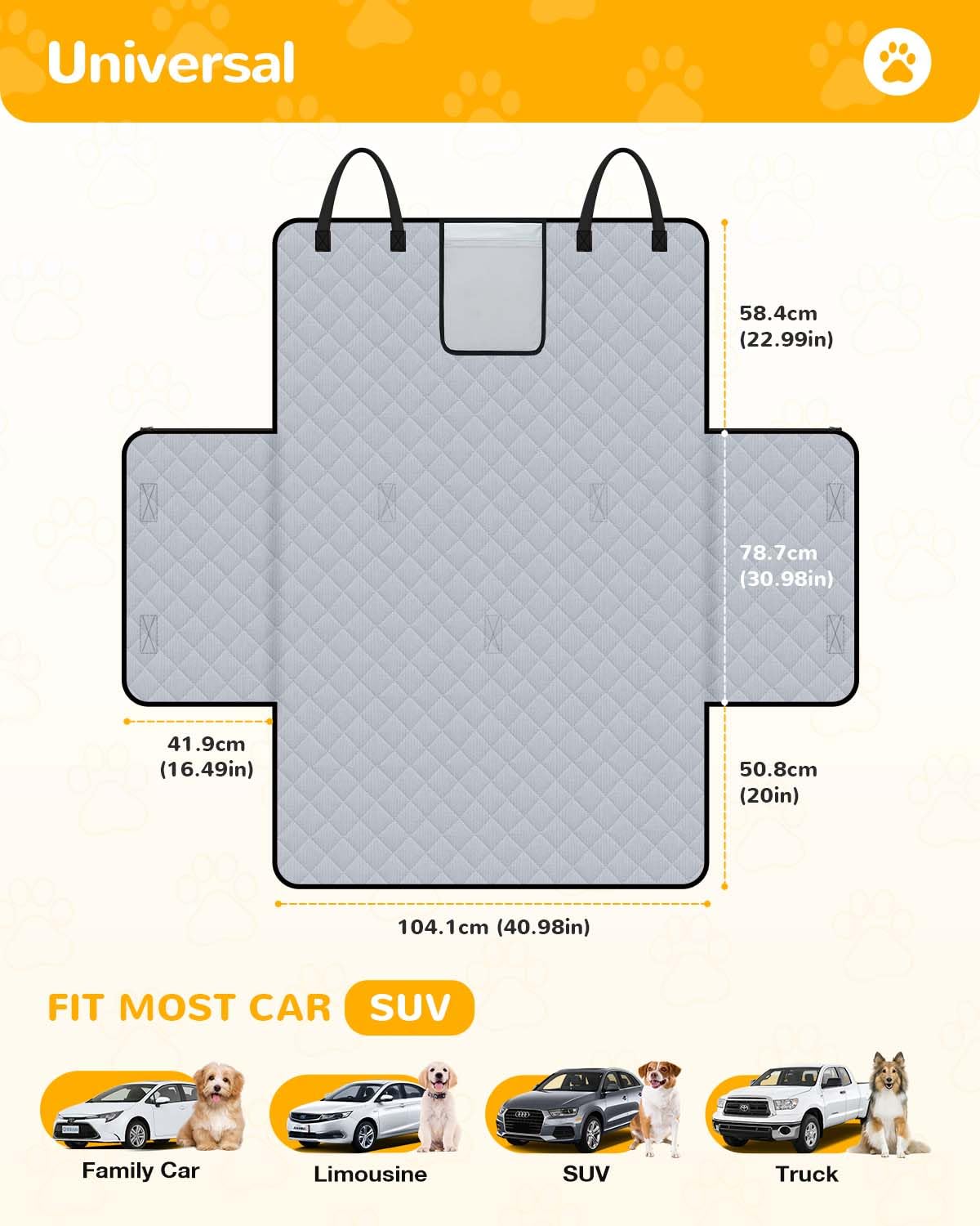 Lekespring Telo Auto per Cani con Protezione Laterale - Impermeabile Antiscivolo Telo Bagagliaio Auto per Cani, Copertura Universale per Bagagliaio Auto, SUV,e Station Wagon, Lavabile in Lavatrice