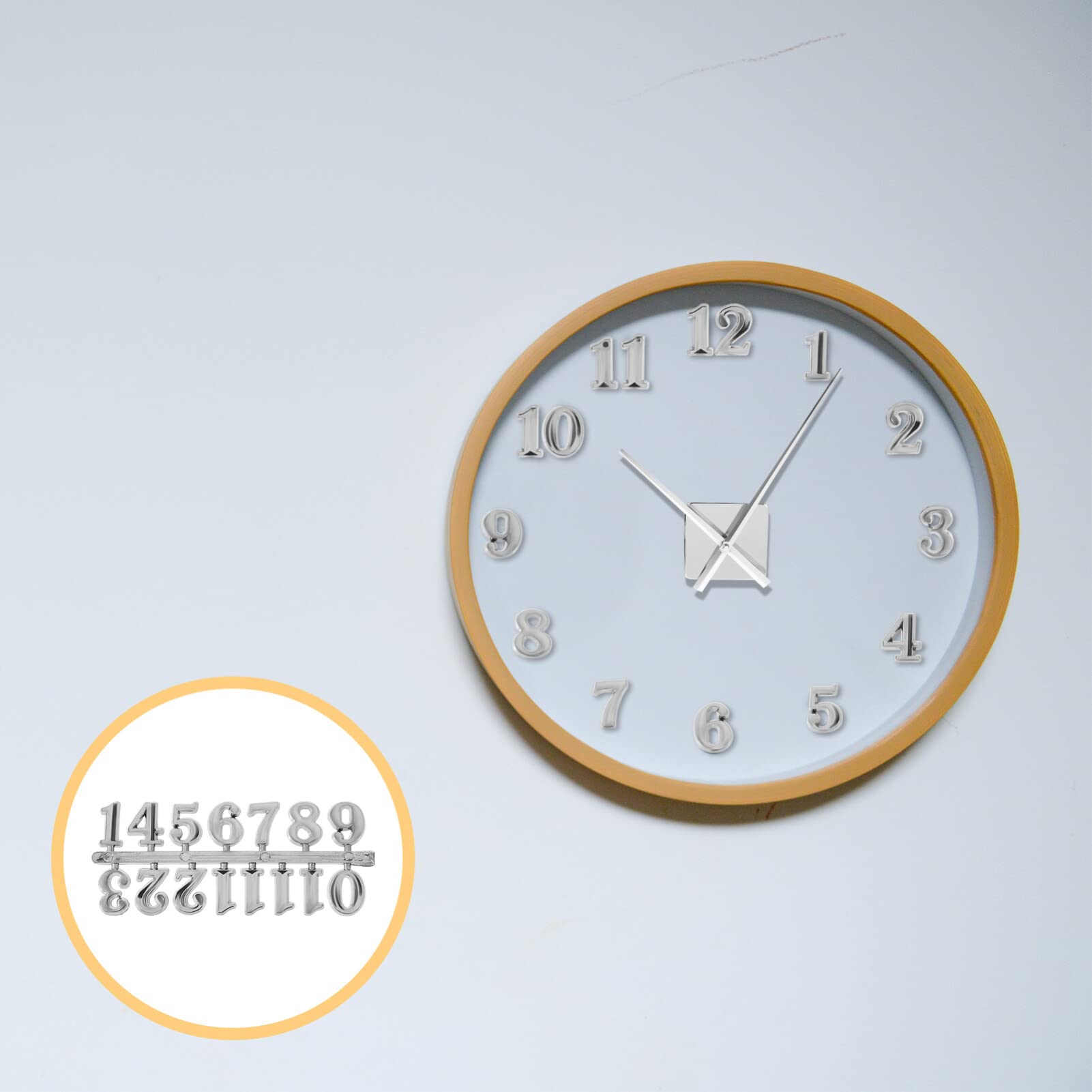 HOMSFOU Lot de 5 chiffres d'horloge arabe argentés pour décoration murale à faire soi-même, pièces de rechange pour la maison, chiffres créatifs et élégants pour salon et chambre à coucher