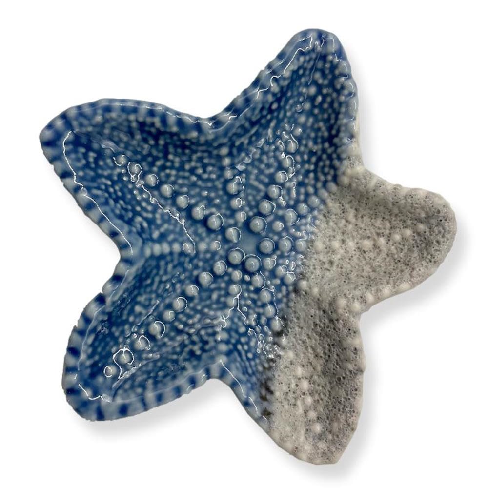 The Bridge Collection4" Starfish Plate- Sea Animal Dish-Coastal Room Decor- Beach Bedroom Accessories- Ceramic Starfish Jewelry Dish- Soap Holder Dish for Nautical Bathroom- Gift for Ocean Lovers