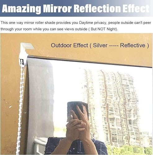 Miniatura 3 de OKUOKA Persiana enrollable opaca que reduce el calor cortina de película espejada de privacidad unidireccional transparente para cocina oficina 60