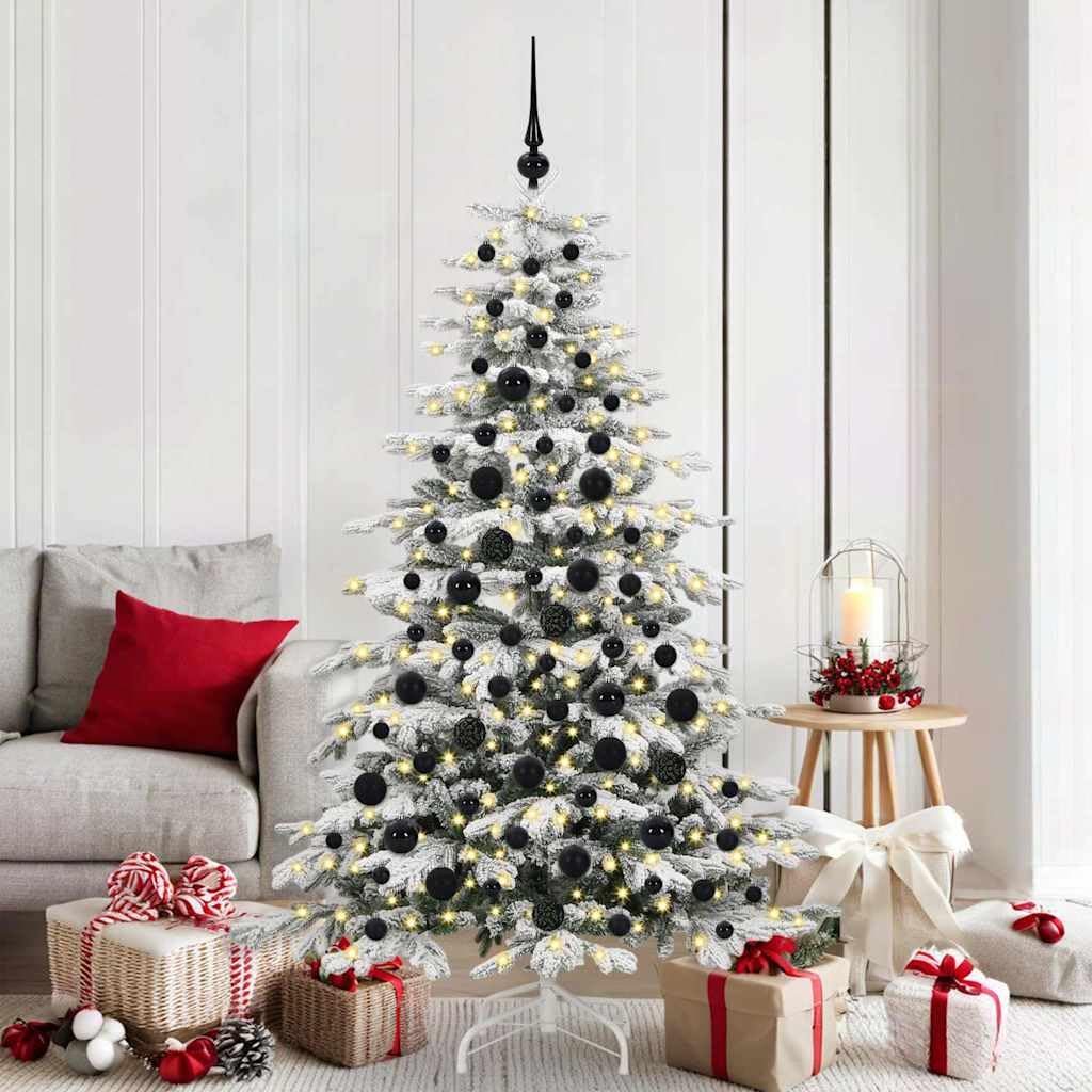 Juego de bolas de Navidad con 300 ledes, 120 unidades de plástico negro, 30 m, luz LED blanca cálida, alimentación USB, interior y exterior, iluminación festiva de Navidad para árbol, ventana