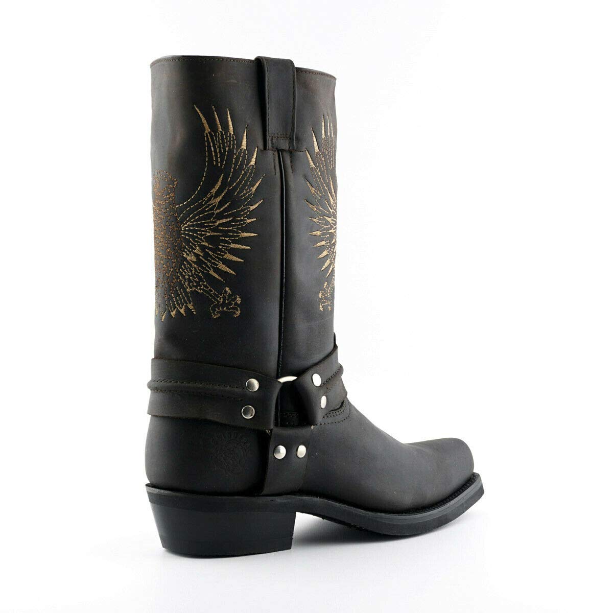 Grinders Bald Eagle Stivali da Uomo di Pelle con Punta Quadrata Stile Cowboy