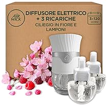 Air Wick Diffusore Elettrico di Oli Essenziali, 1 Diffusore Elettrico Gadget e 3 Ricariche, Fragranza Fiori di Ciliegio e Lamponi, 1 Diffusore e 3 Ricariche x19ml