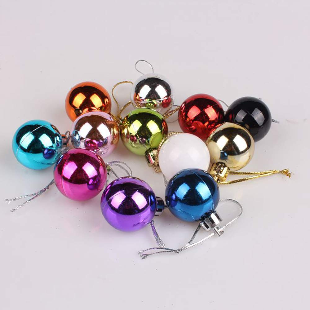 12 Pièces Mini Boules De Noël 3cm Lot De 6 Couleurs Boule De Noel Petite Coloré Avec Ficelle Pour Sapin De Noël, Couronne, Décoration De Table