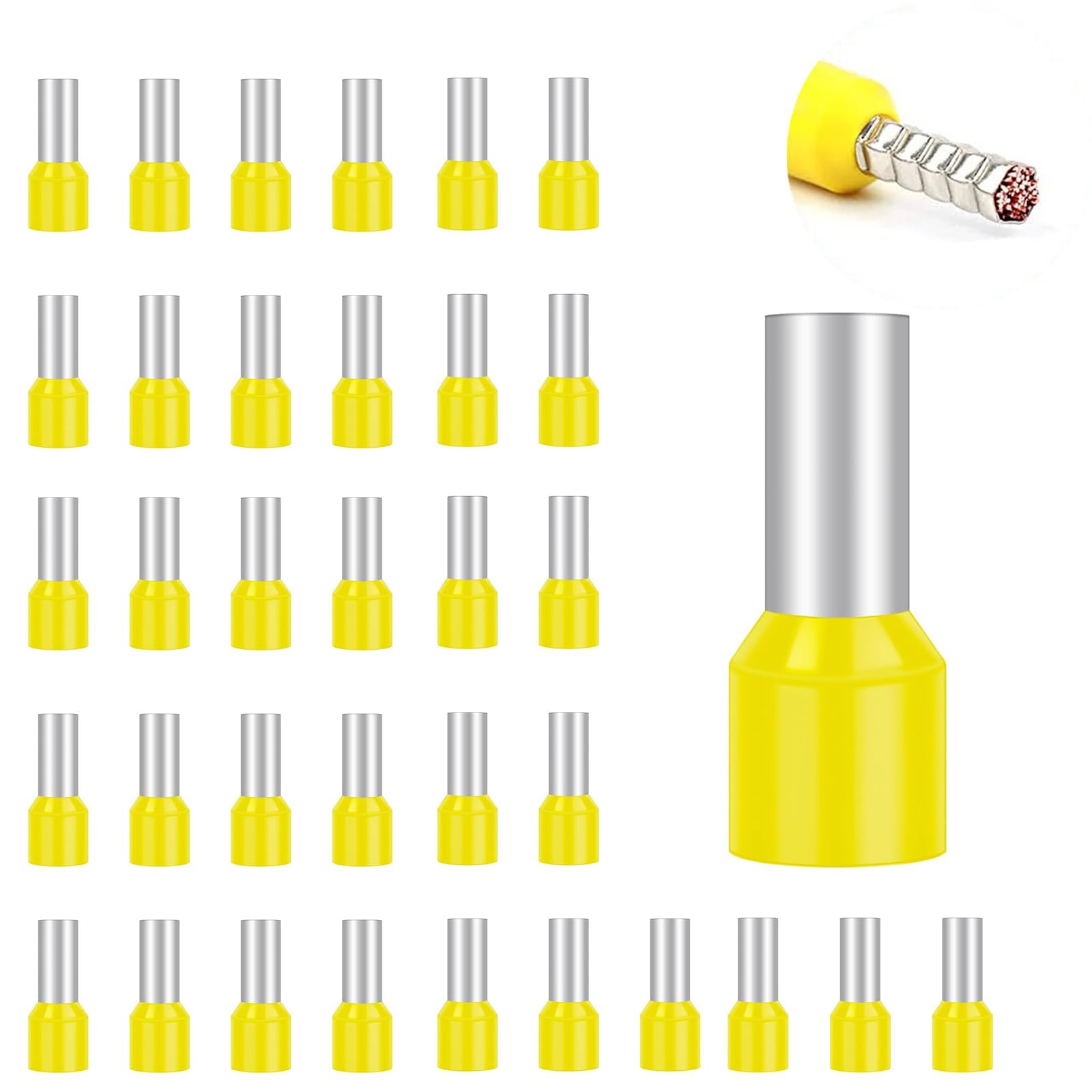 JIZZU Aderendhülsen Set 6mm², 500 Stück Kabelschuhe Set, FlachsteckhüLsen Twin Aderendhülsen, Quetschverbinder, IsolierhüLsen Set, Kabel Adernhülsenbox, Kabel Steckverbinder für Elektriker