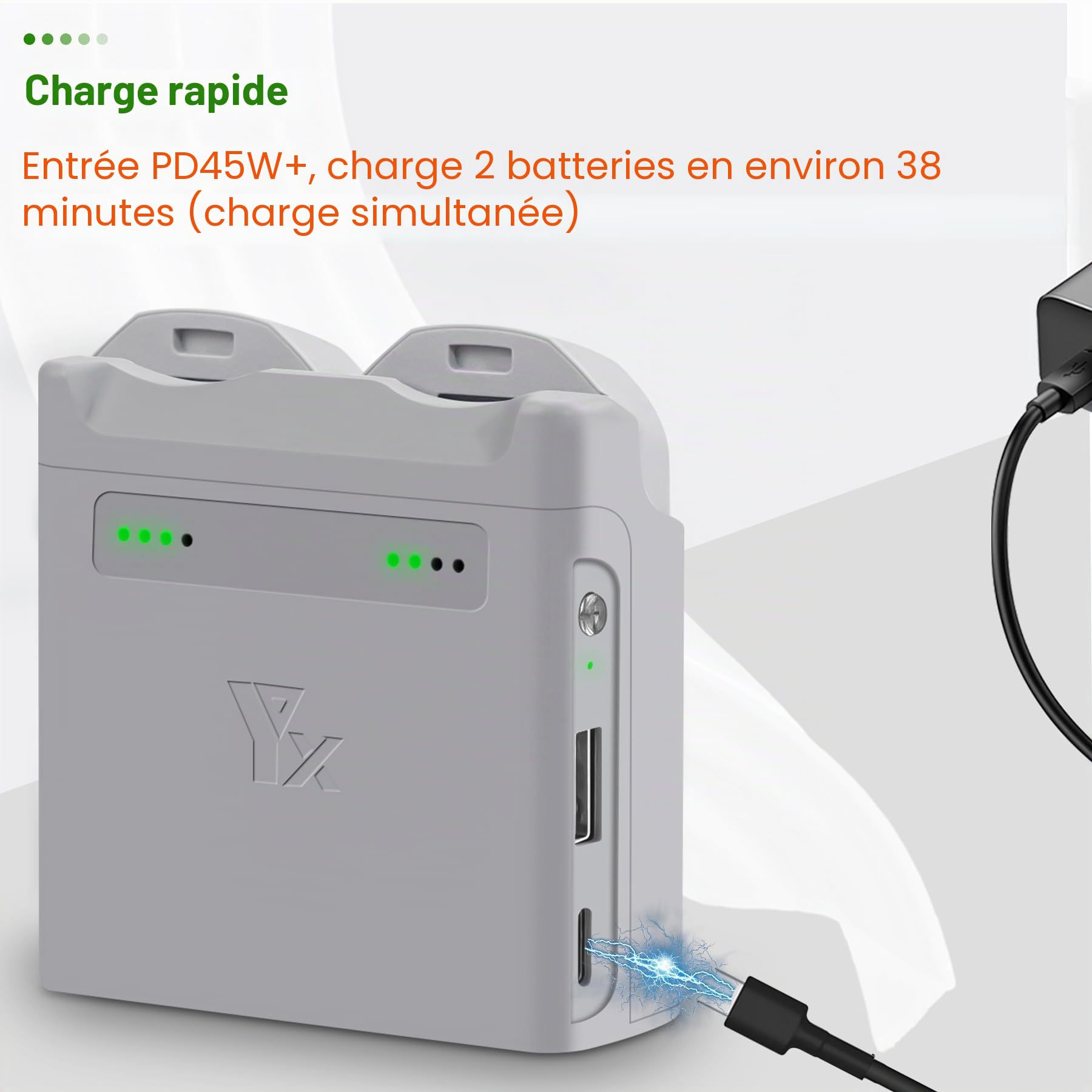 Chargeur de Batterie avec Charge de Stockage pour Drone DJI Neo, hub de Charge bidirectionnel, Charge Rapide Two Batteries Accessoires