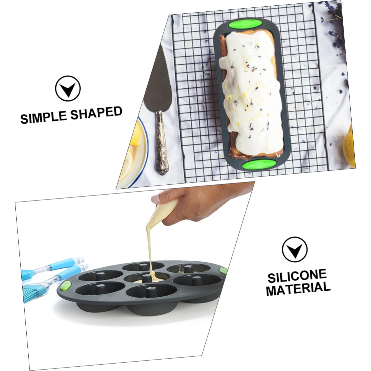 UKCOCO Kit de Moldes de Silicona para Repostería 5 Piezas, Molde para Pastel DIY Resistente a Altas Temperaturas, Color Gris, Apto para Horno y Refrigerador, Adecuado para Cocina Casera