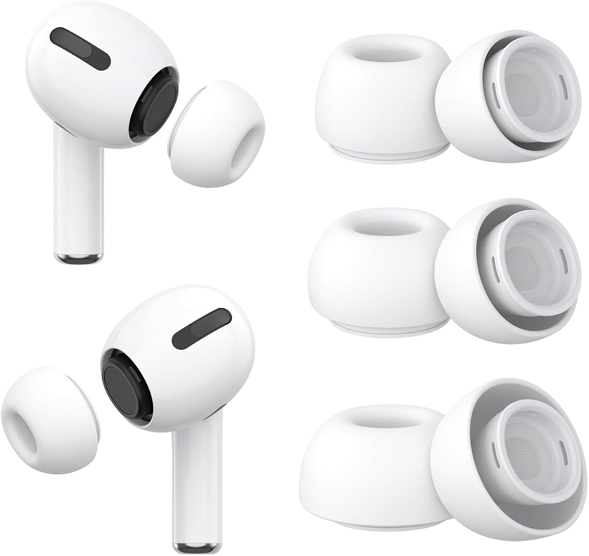 3 Pairs Replacement Ear Tips for Airpods Pro 2nd and Airpods Pro Generation with Portable Storage Box, Noise Reduction Hole & Built-in Dust Guard Screen,Silicone Ear Tips for Airpods Pro, White, S/M/L