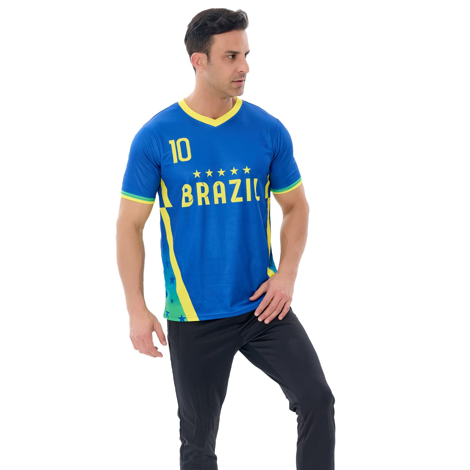Camisetas de fútbol para hombre y mujer, tallas S-2XL, camiseta de fútbol para aficionados al equipo nacional #10