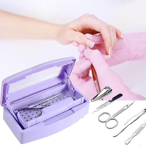 Miniatura 3 de Esterilizador para herramientas de uñas, bandeja de esterilización de plástico, caja esterilizadora limpia de plástico para pinzas de manicura,