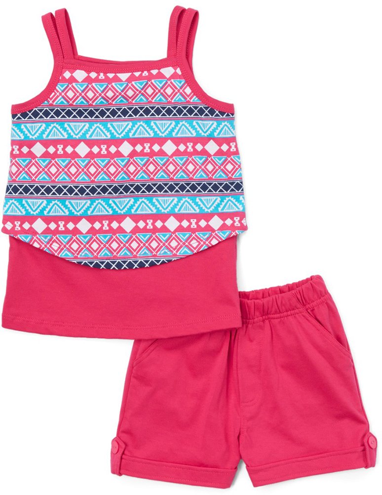 ToBeInStyle Girl's Two Piece Summer Set Cute Tee Top and Matching Shorts Adorable Outfit