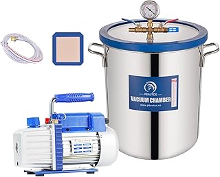 9 Gallon Tempered Glass Vacuum Chamber, 33L Stainless Steel Degassing Chamber Kit with 5 CFM 1/3HP Single Stage Vacuum Pump Without Oil, Perfect for Stabilizing Wood