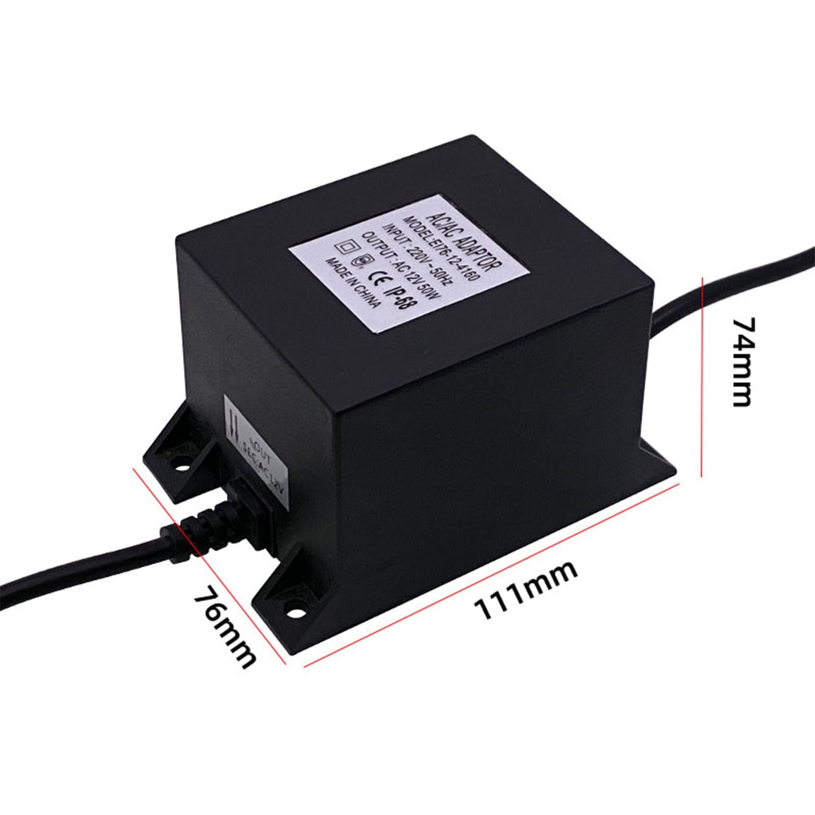 Transformateur Basse Tension IP68 pour Éclairage Paysager, Transformateur Basse Tension 220V CA vers 12V/24V CA, Convertisseur d'alimentation Étanche, pour Éclairage Piscine(60W)