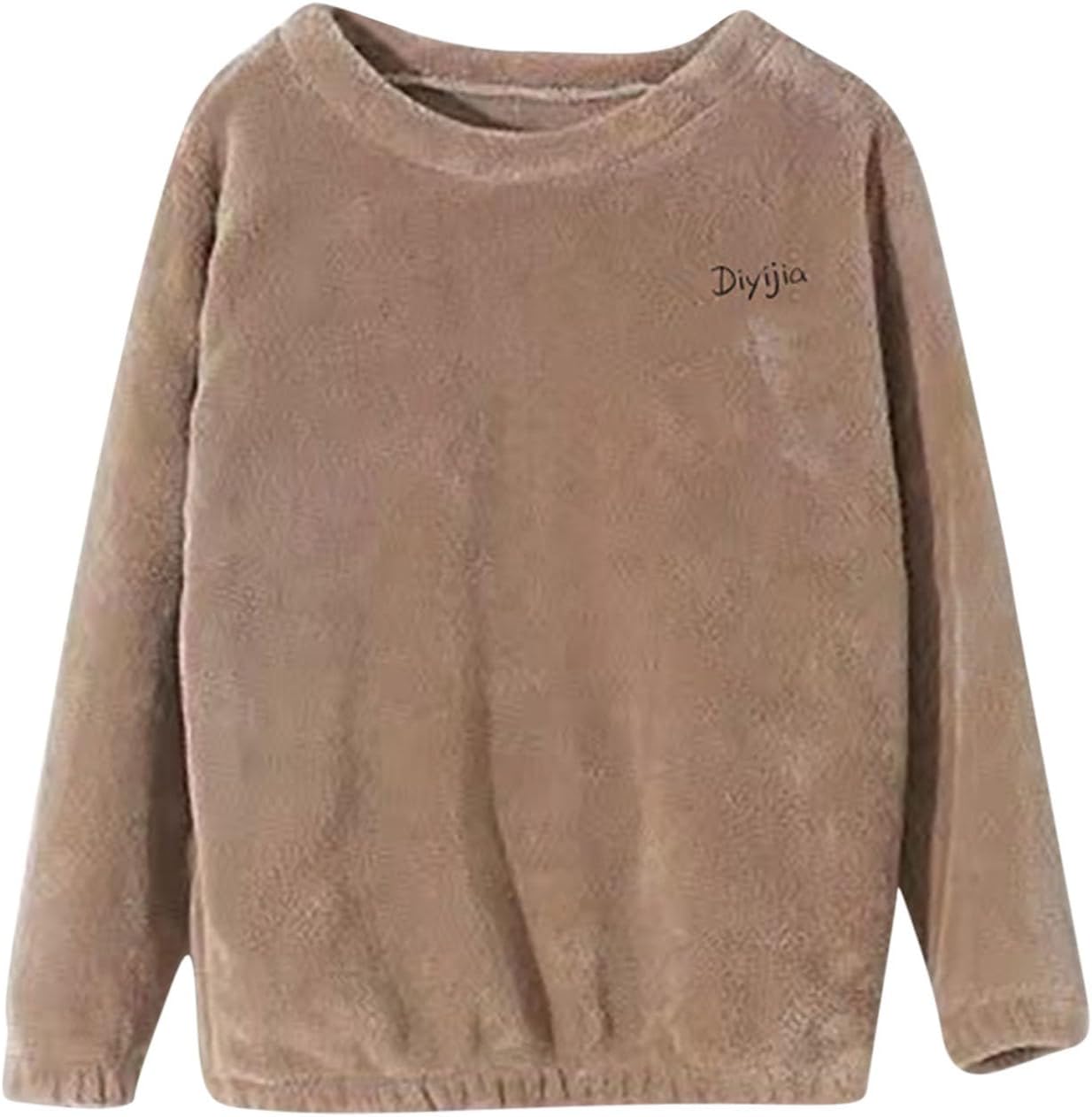 Oplxuo Fleece Pajama Tops Women Soft Warm Plush Sleepwear Long Sleeve Fuzzy Loungewear Crewneck Pullover Sweaters