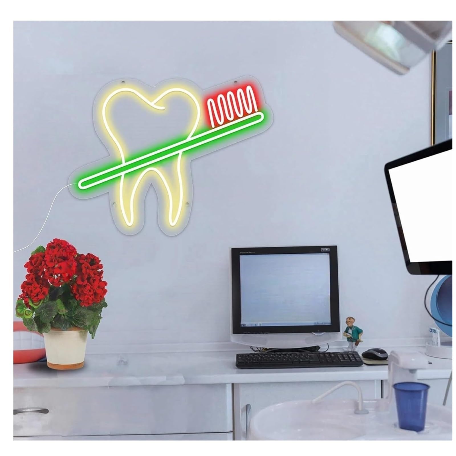 Zynther Neon lamp Soothing Ambiance Toothbrush Neon Sign Light Powered by Adjustable Brightness Lights(E)